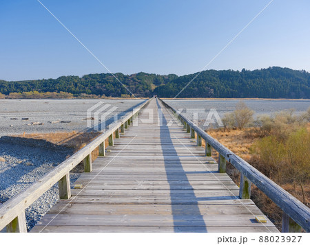 静岡島田_世界最長の木造橋・蓬莱橋 88023927