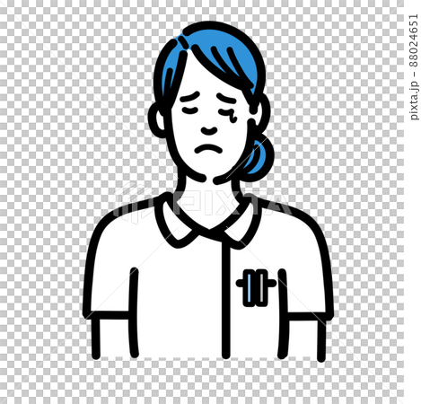 悲しそうに涙を流している白衣を着た若い女性 88024651