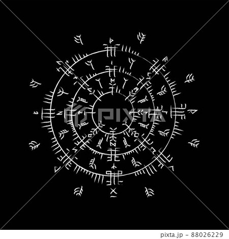 Abstract white circle runes symbol Abstract white circle runes symbol 88026229