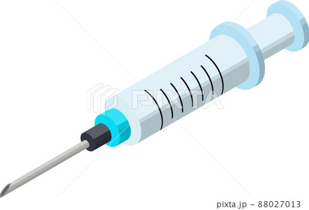 主線なしの立体的でアイソメトリックな注射器のイラスト. 88027013
