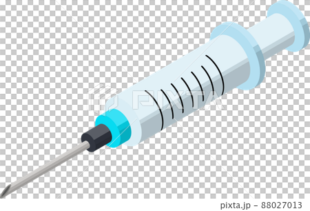 主線なしの立体的でアイソメトリックな注射器のイラスト. 88027013