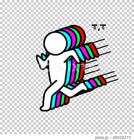 速く走りすぎて残像と顔のパーツを置き去りにする人のイラスト 88028273