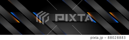 Abstract black stripes with blue orange neon glowing light 88028883