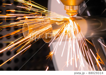 Automatic cnc laser cutting machine working with cylindrical metal workpiece Automatic cnc laser cutting machine working with cylindrical metal workpiece 88029314
