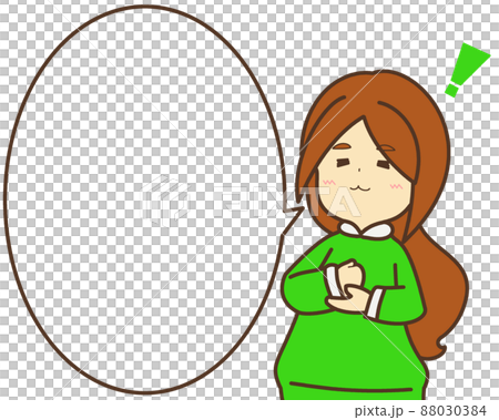 ゆるふわポニーテール　女の子　茶髪　吹き出し 88030384