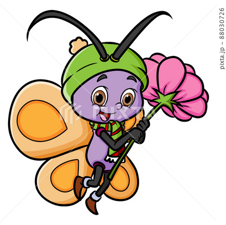 The cute beautiful butterfly is holding a big... - Stock Illustration  [88030726] - PIXTA