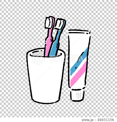 歯ブラシと歯磨き粉のイラストのイラスト素材