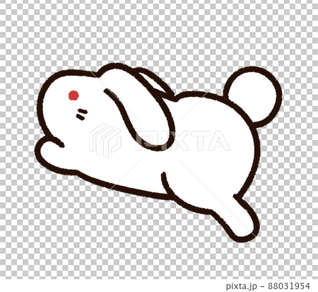 飛び跳ねるかわいいウサギ 白 ロップイヤーのイラスト素材