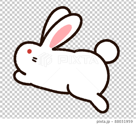 飛び跳ねるかわいいウサギ　白 88031959