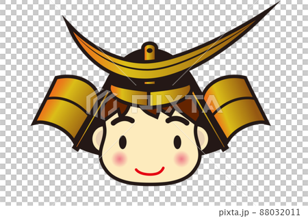 端午の節句子供の日のイメージイラスト 人物 伊達政宗の兜を被る男の子 白背景 端午の節句子供の日のイメージイラスト 人物 伊達政宗の兜を被る男の子 白背景 88032011