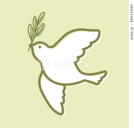 オリーブの枝をくわえたハトの線画イラスト(平和のシンボル) オリーブの枝をくわえたハトの線画イラスト(平和のシンボル) 88033890