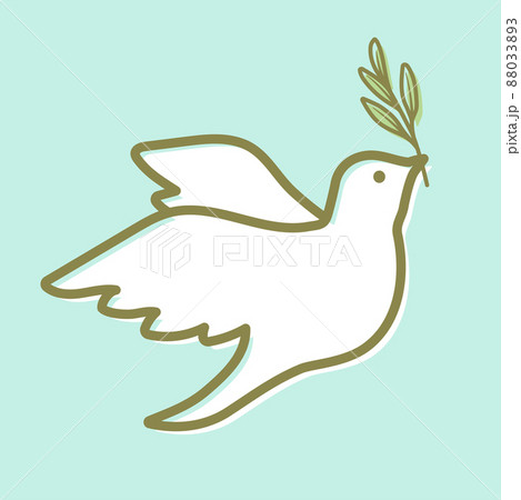 オリーブの枝をくわえたハトの線画イラスト(平和のシンボル) オリーブの枝をくわえたハトの線画イラスト(平和のシンボル) 88033893