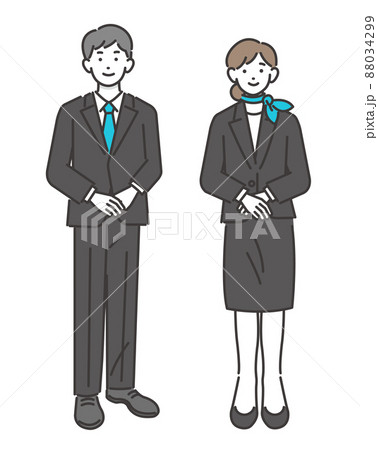 スーツ姿のホテルスタッフの男女のベクターイラスト素材／宿泊業者／旅行／観光／トラベル 88034299