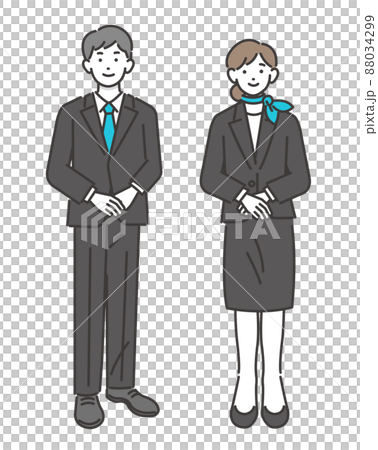 スーツ姿のホテルスタッフの男女のベクターイラスト素材／宿泊業者／旅行／観光／トラベル 88034299
