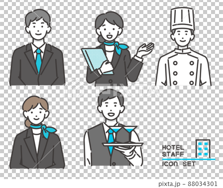 Hotel staff vector illustrations / accommodation provider / travel / tourism / travel 88034301