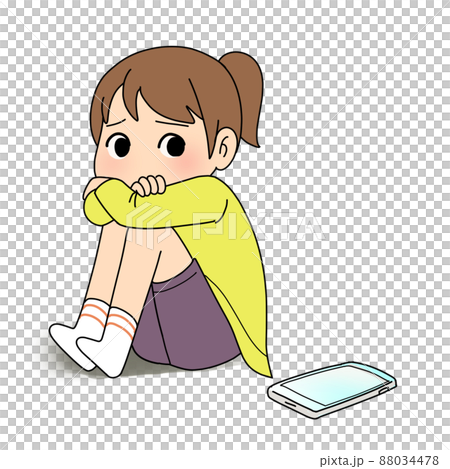 スマホを見て悲しそうな女の子 スマホを見て悲しそうな女の子 88034478