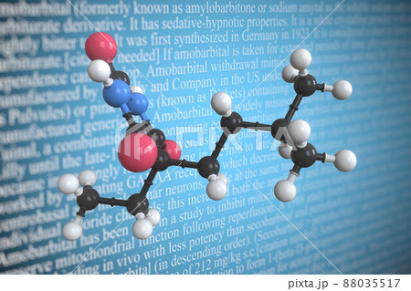 Amobarbital scientific molecular model, 3D rendering Amobarbital scientific molecular model, 3D rendering 88035517