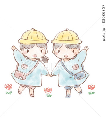 双子の幼稚園児の女の子と男の子 88036357