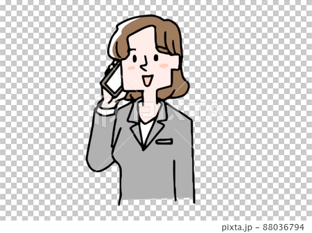 Business woman making a phone call with a... - Stock Illustration ...