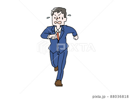 何かに追われている男性　コミカルな手書きの人物　ベクター、線画にカラー 88036818