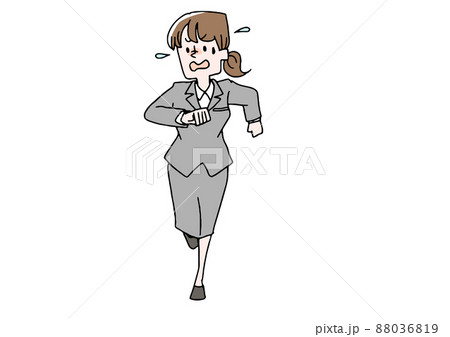 何かに追われている女性 コミカルな手書きの人物 ベクター、線画にカラー 何かに追われている女性 コミカルな手書きの人物 ベクター、線画にカラー 88036819