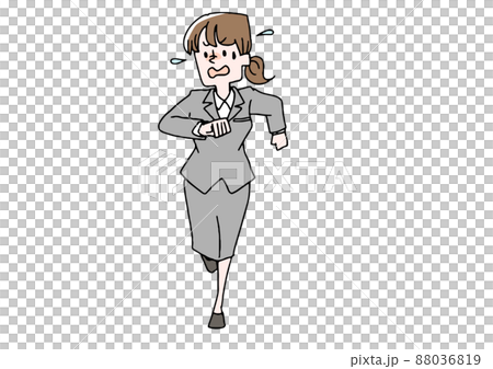 何かに追われている女性 コミカルな手書きの人物 ベクター、線画にカラー 何かに追われている女性 コミカルな手書きの人物 ベクター、線画にカラー 88036819