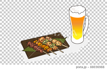 Japanese izakaya food, yakitori and beer 88036988