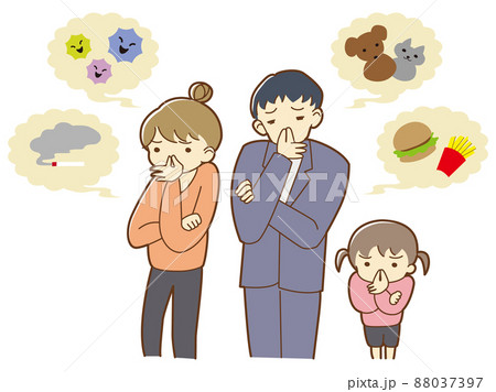 イヤなにおいが気になる家族のイラスト イヤなにおいが気になる家族のイラスト 88037397