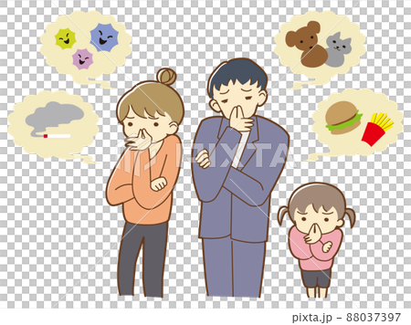イヤなにおいが気になる家族のイラスト イヤなにおいが気になる家族のイラスト 88037397