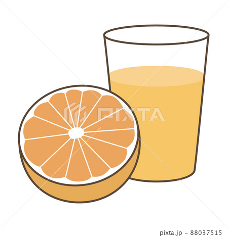 オレンジとオレンジジュースのイラストのイラスト素材