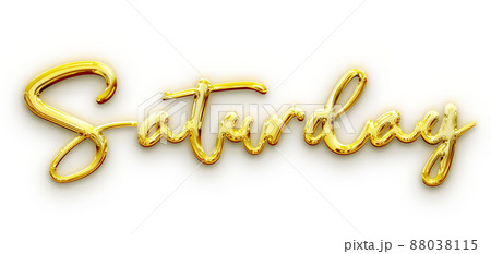 Golden volumetric 3D Text of the inscription Saturday isolated cut out Golden volumetric 3D Text of the inscription Saturday isolated cut out 88038115