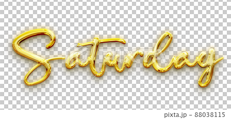 Golden volumetric 3D Text of the inscription Saturday isolated cut out Golden volumetric 3D Text of the inscription Saturday isolated cut out 88038115
