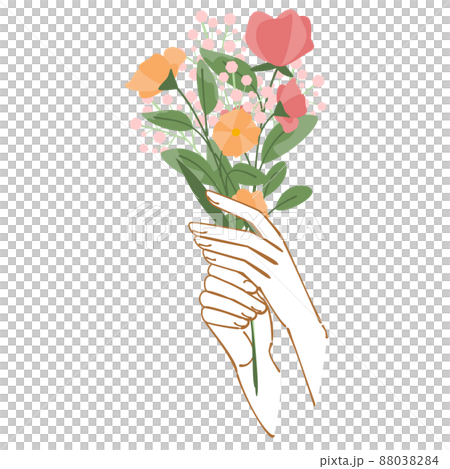 Illustration of a bouquet of pink and orange Illustration of a bouquet of pink and orange 88038284
