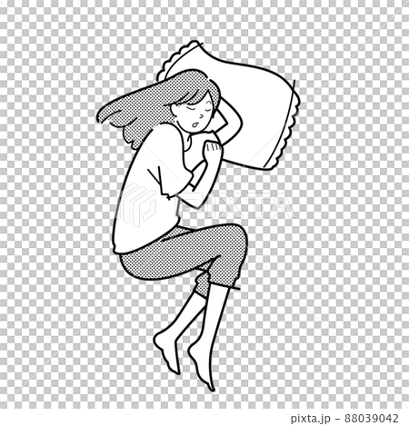 昼寝する女性　イラスト 88039042