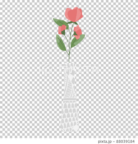 Illustration of a pink flower in a patterned vase Illustration of a pink flower in a patterned vase 88039184