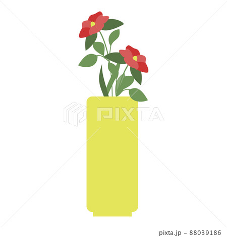 花瓶に入った赤い花のイラストのイラスト素材