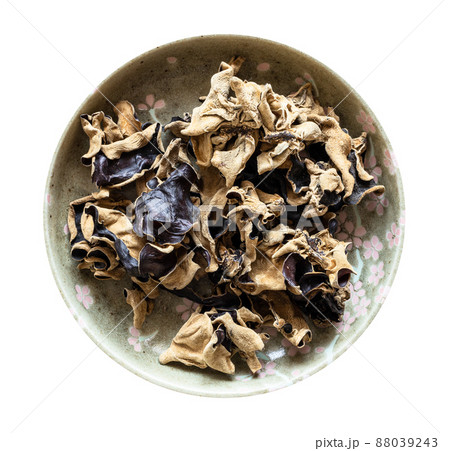 dried chinese wood ear fungus in bowl isolated dried chinese wood ear fungus in bowl isolated 88039243