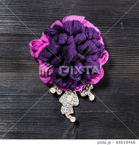 top view leather and silk brooch as chrysanthemum top view leather and silk brooch as chrysanthemum 88039466
