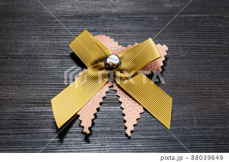 bow brooch from leather and ribbon with pearl bow brooch from leather and ribbon with pearl 88039649