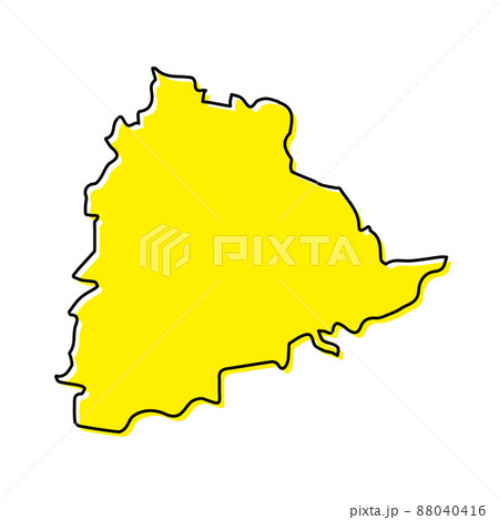 Simple outline map of Telangana is a state of India. 88040416