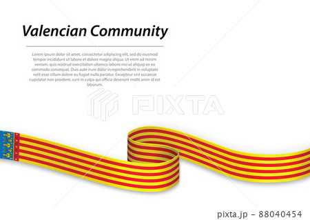 Waving ribbon or banner with flag of Valencian Community 88040454