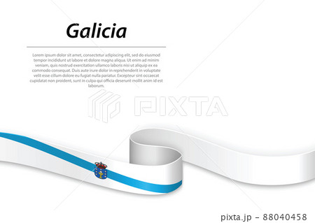 Waving ribbon or banner with flag of Galicia 88040458