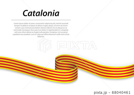 Waving ribbon or banner with flag of Catalonia 88040461
