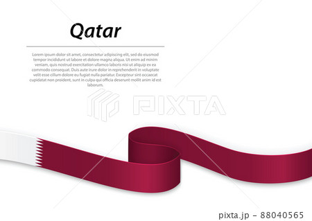 Waving ribbon or banner with flag of Qatar Waving ribbon or banner with flag of Qatar 88040565