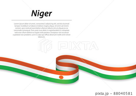 Waving ribbon or banner with flag of Niger Waving ribbon or banner with flag of Niger 88040581