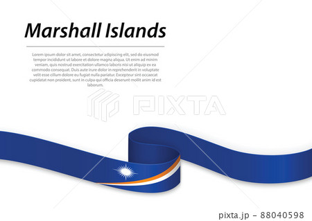 Waving ribbon or banner with flag of Marshall Islands 88040598