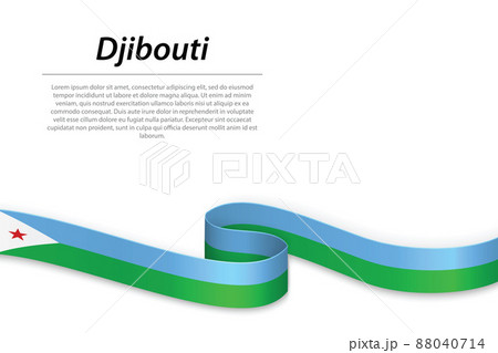 Waving ribbon or banner with flag of Djibouti Waving ribbon or banner with flag of Djibouti 88040714