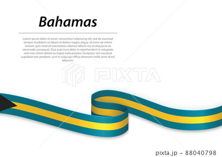 Waving ribbon or banner with flag of Bahamas 88040798