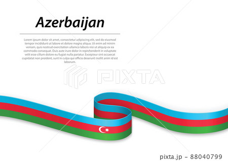 Waving ribbon or banner with flag of Azerbaijan. Template for independence day 88040799