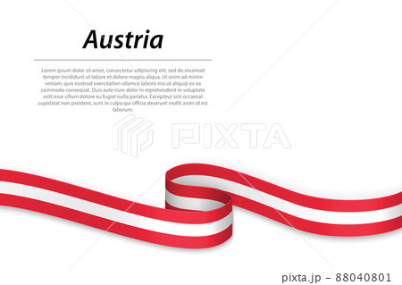 Waving ribbon or banner with flag of Austria. Template for independence day 88040801